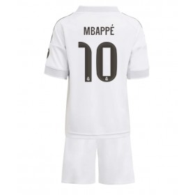 Fotballdrakt Barn Real Madrid Kylian Mbappe #10 Hjemmedraktsett 2025-26 Kortermet (+ Korte bukser)